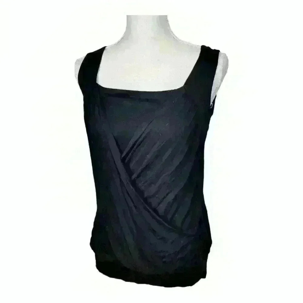 NWT NEW CABLE & GAUGE Woman BLACK Faux 2 pc Top CROSSOVER Front accent Small - Picture 2 of 8